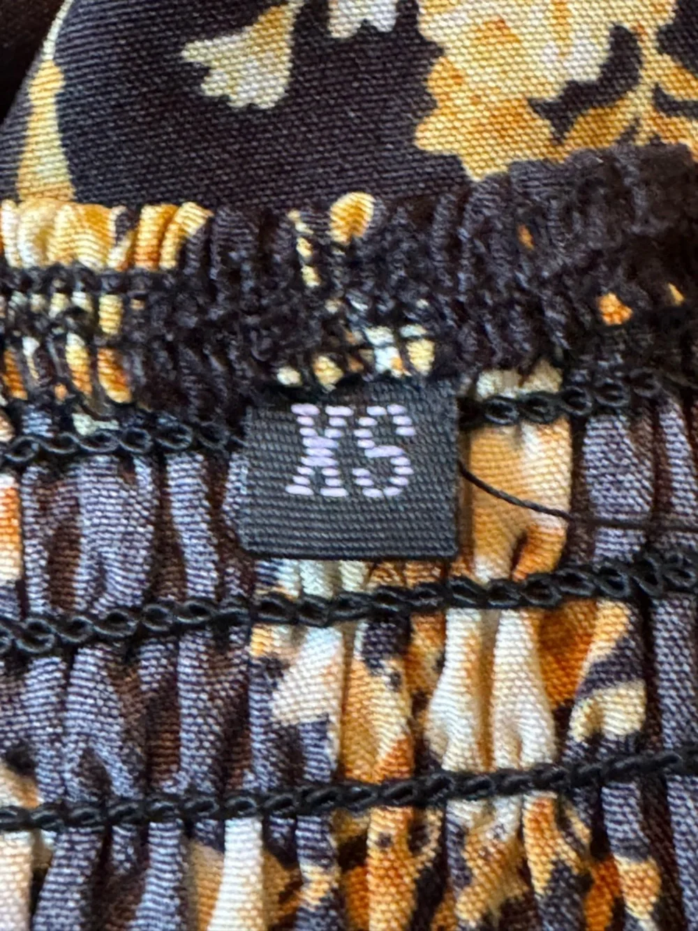 Black and Yellow Floral Long Sleeve Smocked Midi Dress XS NWOT - Picture 5 of 5